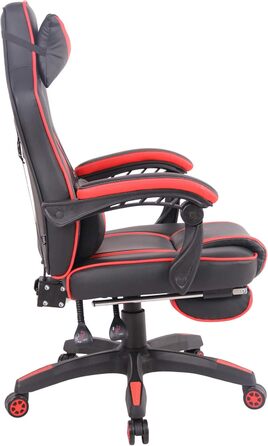 Ігрове офісне крісло CLP з підігрівом та оббивкою зі штучної шкіри Ігрове крісло з підставкою для ніг Регульована висота Комп&39ютерне крісло з підлокітниками, колір чорний/червоний