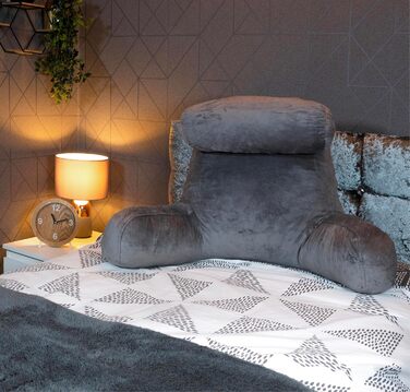 Подушка для читання Aidapt XL зі знімним підголівником, підлокітниками, поперековою опорою, чохлом, який можна прати, 2 кишенями, ручкою для перенесення, подрібненим пінополіуретаном, ідеально підходить для ліжка, ігор, перегляду телевізора або відпочинку