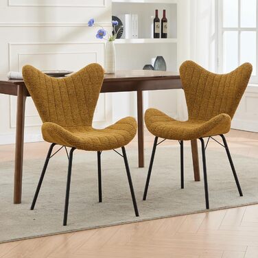 Обідні стільці, комплект з 4 шт. , м&39які кухонні стільці, обідні стільці, крісла зі стьобаними шенілловими спинками, для їдальні, вітальні, спальні та вітальні, жовті.