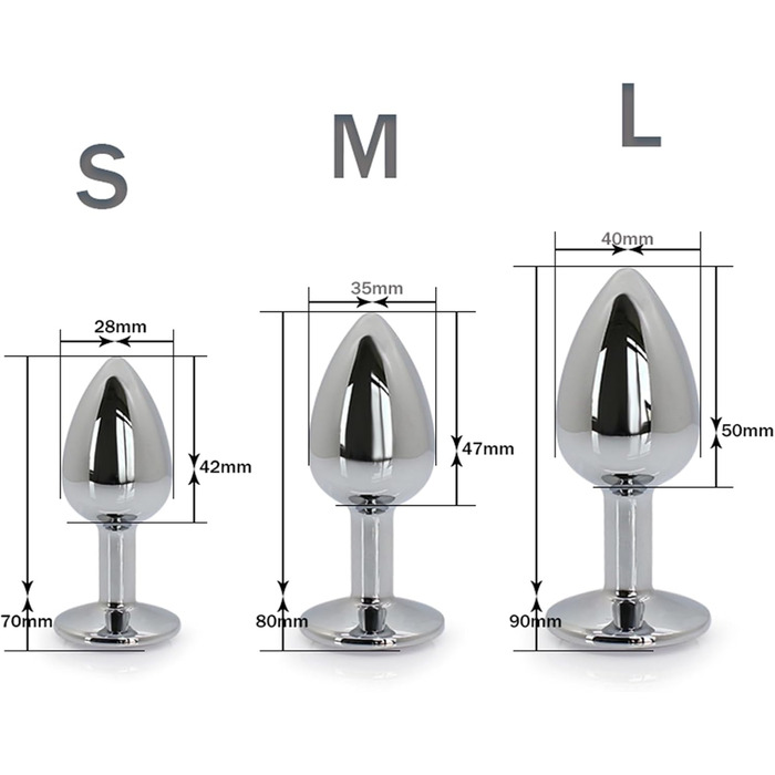 Набір анальних пробок Halercay, метал, кристал, малий-середній-великий, темно-фіолетовий, 3 шт.