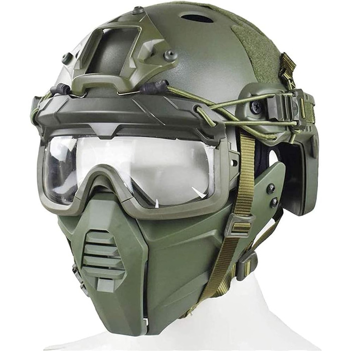 Тактичний захисний шолом для піжам, напівзахисний щиток для обличчя та розділені 3D-маскури, підходить для пейнтболу, ігор CS та інших видів активного відпочинку.
