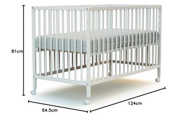 Дерев&39яне дитяче ліжко для сну 60x120 см Біле LIO Дитяче ліжко для сну Від народження Регульована висота Один розмір, рейкова основа, біла, 23 WEBABY -