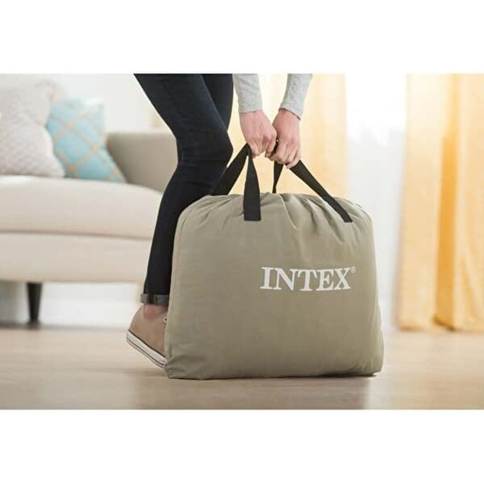 Надувний матрац одномісний Intex Adult Queen Pillow Rest з Fiber-Tech Bip 152 x 203 x 42 см, верх чорний/низ синій