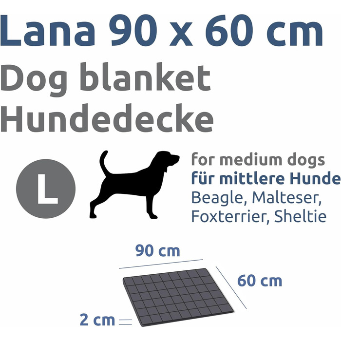 Ваш килимок для собак GEAR Lana 90 x 60 см Ковдра для собак, бавовна Oeko-TEX, м'яка, міцна, яку можна прати, для приміщень і на в