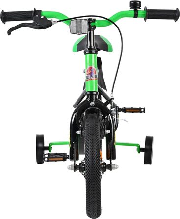Дитячий велосипед Volare Strike 46 років Ручне та ножне гальмо Допоміжні колеса Захист ланцюга та світловідбивачі Подарунок для хлопчика, Зелений/Чорний, 12 дюймів