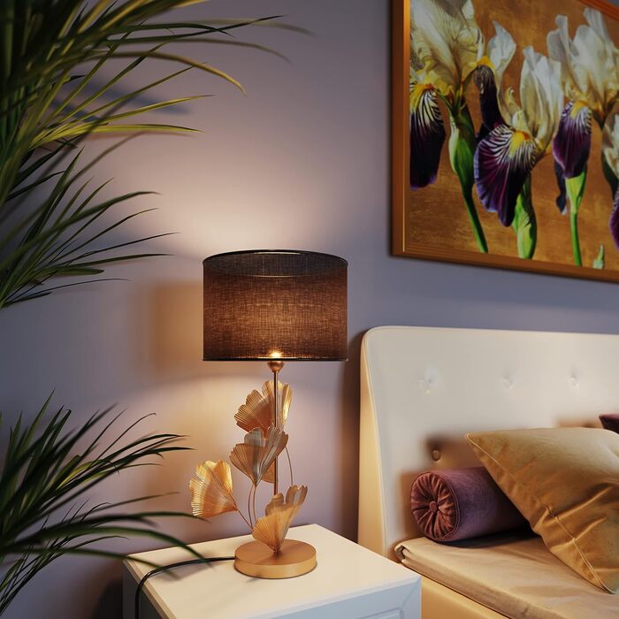 Настільна лампа Kare Design Flores Gold у формі листя гінкго, сталевий каркас, декоративний світильник для спальні або робочого столу, без лампочки, 62x30x30 см (В/Ш/Г)