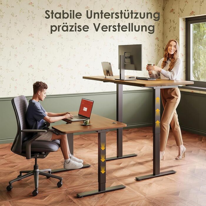 Рама столу OffiGo з регульованою висотою та 2 двигунами, регульовані по висоті ніжки столу з USB-C та A, електрична рама столу з 3 ручними елементами керування з пам&39яттю, стіл для роботи стоячи для столів 100-200 см, чорний, 2 двигуни, чорний