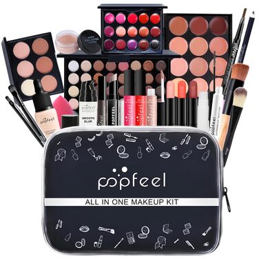 Подарунковий набір FantasyDay Multifunctional Exquisite Makeup Kit для обличчя, очей та губ - Палетки для макіяжу, футляр для макіяжу з палеткою тіней для повік, помадою, рум&39янами, тушшю, пензликами kit003