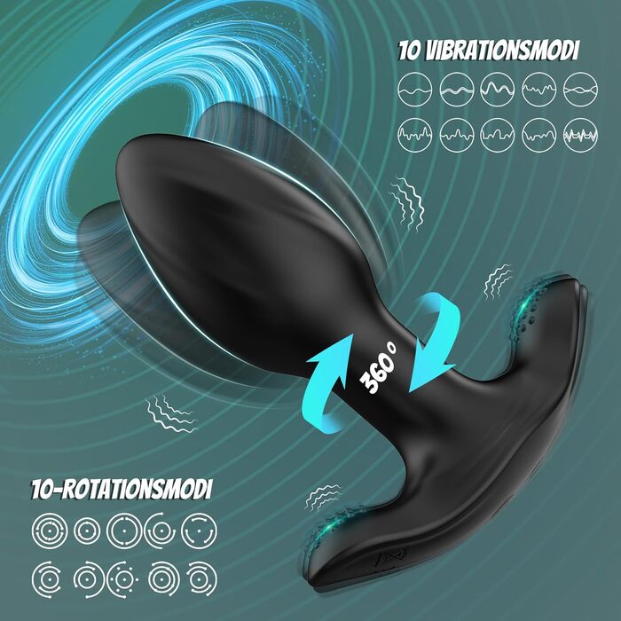 Анальна пробка, секс-іграшка для жінок та чоловіків, стимуляція простати для чоловіків, анальний вібратор з 10 режимами обертання та 10 режимами вібрації, секс-іграшка для пар, анальна пробка для жінок, секс-іграшка-анальна пробка, секс-іграшка