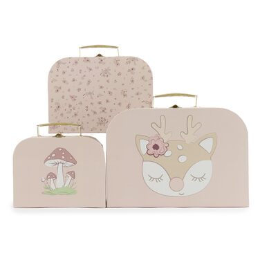 Дитячий набір валіз Bieco з 3 предметів &quotЕлла Мрійливі квіти&quot Картонні валізи Іграшкові валізи для дітей, декор для подорожей, рожевий