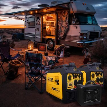 Інверторний генератор Aceup Energy 2000 Вт, бензиновий генератор з 230 В, 12 В, USB, цифровим дисплеєм, для кемпінгу на свіжому повітрі, супер тихий портативний 4-тактний інверторний бензиновий генератор потужністю 19,6 кг, потужністю 2000 Вт з інтелектуа