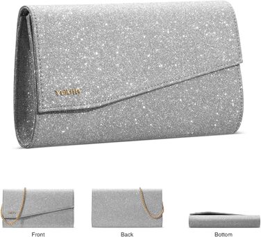 Вечірня сумочка-клатч для жінок, блискуча сумка через плече, жіноча сумочка на ланцюжку для вечірки, випускного, весілля, срібляста