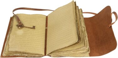 Шкіряний щоденник з лінованим папером з рваними краями 20,3 x 15,2 см та вінтажним блокнотом для ключів/ручної роботи/оброшурованим щоденником для чоловіків та жінок (8 x 6, коричневий) 8 x 6 коричневий