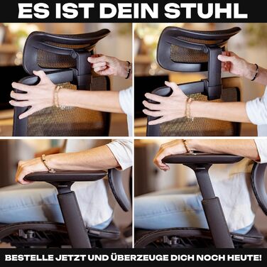 Ергономічне офісне крісло M6, переможець тестів, підходить для зросту до 1,95 м, офісне крісло з сітчастим сидінням, офісне крісло з адаптивною поперековою опорою та регульованою спинкою для здорового сидіння, крісло керівника M6 із сітчастим сидінням (чо