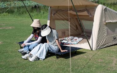 Надлегке розкладне похідне ліжко 190x70 см з алюмінію, компактне кемпінгове ліжко, легке в установці, міцне кемпінгове ліжко для наметів, походів на свіжому повітрі, подорожей, пляжу - камуфляжно-чорне