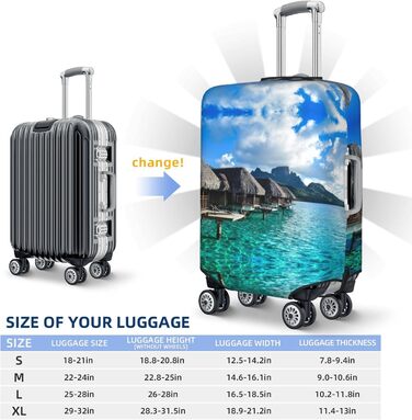 Чохол для валізи Морський пейзаж, еластичний захист від подряпин та пилу, чорний, розмір 85 см