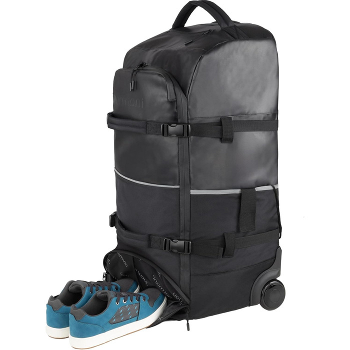 Дорожня сумка normani Backpacker - візок з фронтальним завантаженням та багатьма кишенями, 60 літрів, чорна, водонепроникна