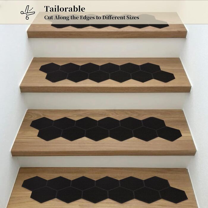 Сходинки для дерев&39яних сходів для приміщень, 20,3 x 76,2 см, чорні, 15 шт.