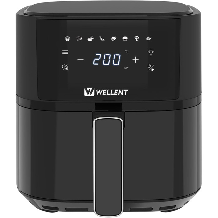 Аерофритюрниця Wellent 4.3 л з оглядовим вікном, фритюрниця для фритюрниці з сенсорним екраном, 8 функцій приготування, можна мити в посудомийній машині, енергозбереження, без олії та приготування з низьким вмістом жиру 4.3 л