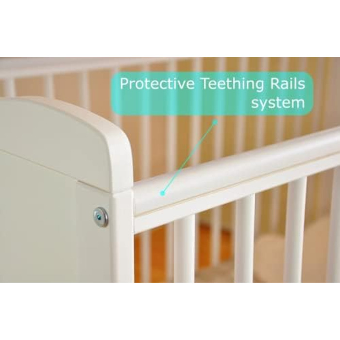 Дитяче ліжечко Marsell Дитяче ліжко та ліжечко з матрацом з піни алое вера Зубчасті рейки та регулювання по висоті Біле, трансформ