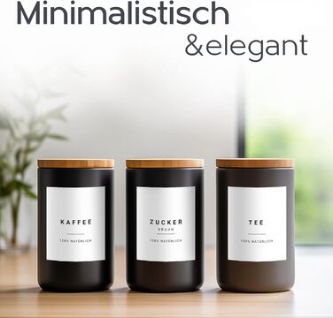 Етикетки для зберігання - Набір для кухні XXL Чорний - самоклеючі (288 шт. ) - Наклейки круглі мінімалістичні - водонепроникні Ети