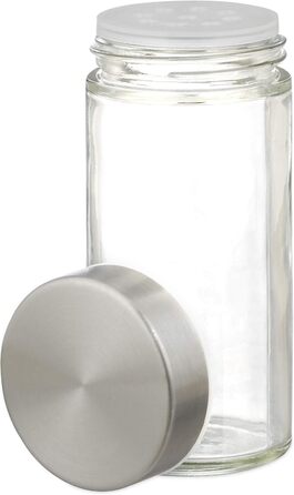 Карусель для спецій Relaxdays з 12 банками для спецій, обертається на 360, нержавіюча сталь, скло, ВxГ 22 x 19 см, квадратна підставка для спецій, срібляста, 10032729