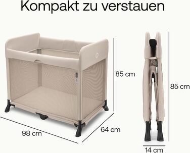 Легка, складна дорожня ліжечко та компактний манеж 2-в-1 з матрацом, розкладається за 1 секунду, для немовлят та малюків, включаючи сумку для перенесення, кольору Desert Taupe.