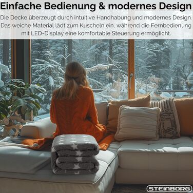 Електрична ковдра з підігрівом Steinborg з автоматичним вимиканням, 180x130 см, затишна електрична ковдра з підігрівом, м&39яка ковдра для ліжка або дивана, термоковдра, електрична ковдра з підігрівом, ковдра для ліжка з підігрівом, 9 налаштувань нагріву,