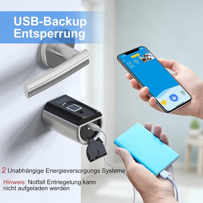 Електронний дверний замок передніх дверей із відбитком пальця, транспондер картки RFID, робочий додаток Bluetooth WIFI IP65 для дверей 30-70 мм, 51