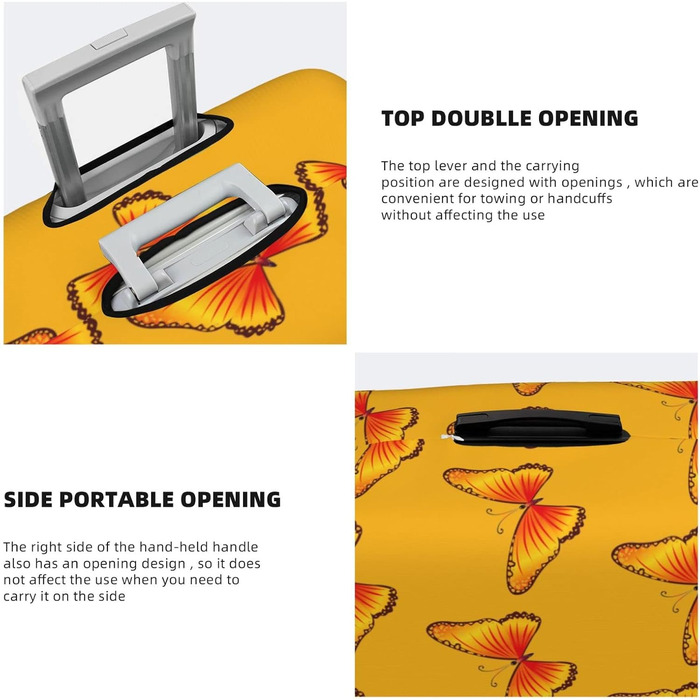 Чохол для валізи Чарівний метелик еластичний, що прається, захист для подорожей та роботи (для валіз розміром 45,7 - 81,3 см), чорний, середній розмір