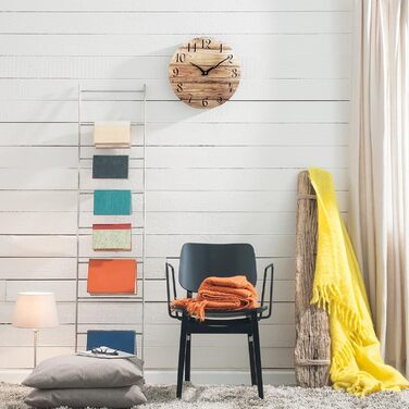 Настінний годинник Plumeet, 25-сантиметровий безрамковий дерев'яний настінний годинник з тихим кварцовим рухом, сільський горіхови