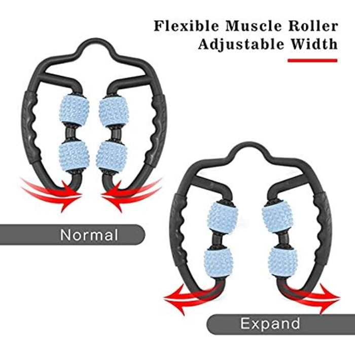 Ролик для масажу м'язів, фасції та масажний пристрій з ручкою для самомасажу. Розслаблення шиї, стегон, передпліччя, гомілки, стоп і гомілок. Ролик для фасції, тригерна точка та масажний ролик