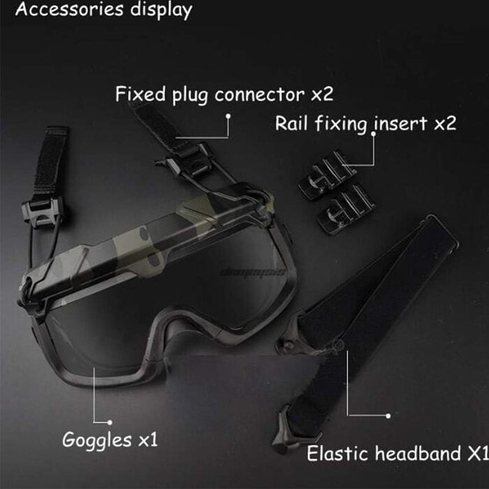 Шолом WLXW Fast Airsoft з 3D розділеними окулярами та тактичною маскою, два режими носіння (голова та шолом), підходить для пейнтбольної зброї, захисних окулярів для ігор на відкритому повітрі, чорного кольору