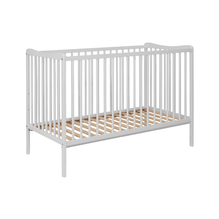 Дитяче ліжко 120x60 см Біле, протестовано на відповідність EN 716, дитяче ліжко з бука, регульована по висоті рейкова основа, 3 знімні перекладини