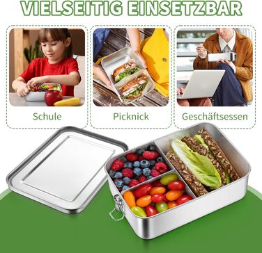 Ланчбокс Homikit з роздільниками, нержавіюча сталь, 850 мл. Бенто-бокс з сумкою для дітей та дорослих, контейнер для обіду з виймаються перегородками та герметичною кришкою з силіконовим ущільнювачем.