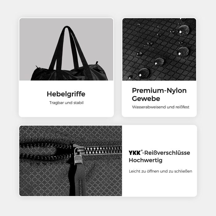 Складана спортивна сумка об&39ємом 45 л водовідштовхувальна спортивна сумка для тренажерного залу, портативна сумка на вихідні, легка для подорожей, фітнесу та кемпінгу (чорна) Чорний 45 л