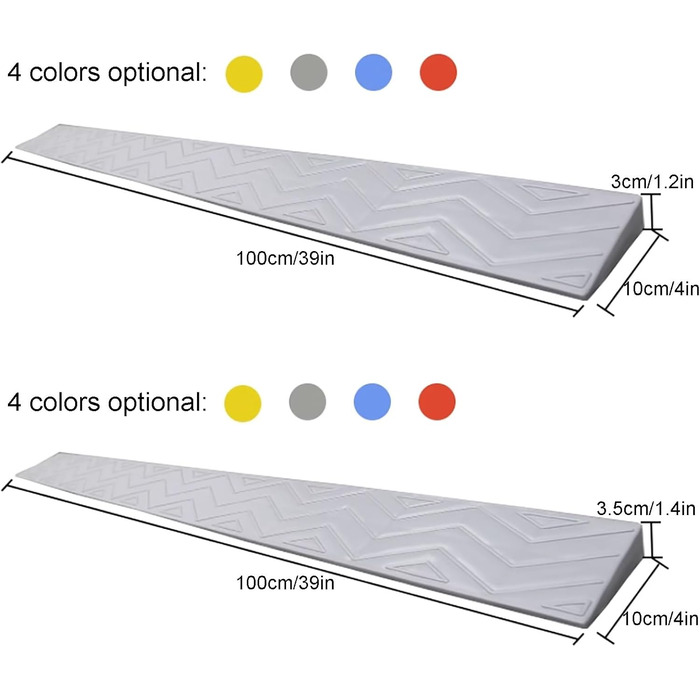 Дверні пандуси, Переносні пандуси для порогів, Пандус для інвалідних візків Портативний бордюрний пандус для внутрішніх дверей роботів, Нековзний суцільний пороговий пандус для інвалідних візків, крій (колір сірий, 100x10x3,5 см/39x4x1,4 дюйма сірий