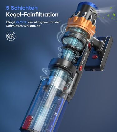 Акумуляторний пилосос MIBODE, 45000 Па/550 Вт/65 хв, акумуляторний пилосос з розумним дисплеєм, автоматичним режимом та щіткою про