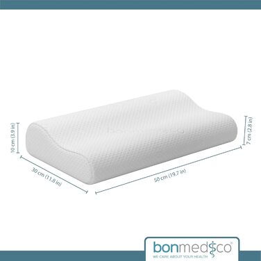 Ергономічна подушка bonmedico середнього розміру - Ортопедична подушка для підтримки шиї - Подушка для шиї для сну на боці та на спині - Подушка з піни з ефектом пам&39яті - Подушка для сну для дорослих - Подарунки для здоров&39я