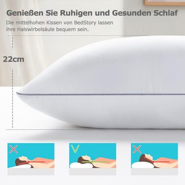 Подушка BedStory 40x80, комплект із 2 подушок з високоякісним наповнювачем з мікрофібри 950 г x 2, м&39який наповнювач, який можна прати, подушка для ліжка, подушка для сну, подушка для дивана, подушка для сну на боці 40x80 см