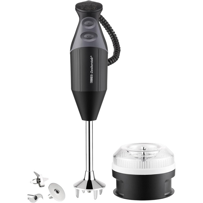 Ручний блендер ESGE Wand M 200 BBQ 98215 чорний, ручний блендер, ручний міксер, професійний, включаючи аксесуари, до 17 000 об/хв, 200 Вт, ергономічний дизайн ручки, подвійний перемикач, центрування, що застібається, двигун змінного струму