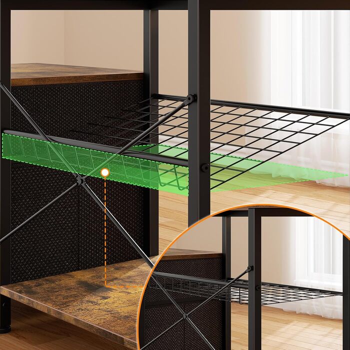 Г-подібний стіл на сім столів з полицями для зберігання, ігровий стіл зі світлодіодним освітленням та розетками, комп&39ютерний стіл з підставкою для монітора для домашнього офісу, спальні, вітальні, вінтажний коричневий