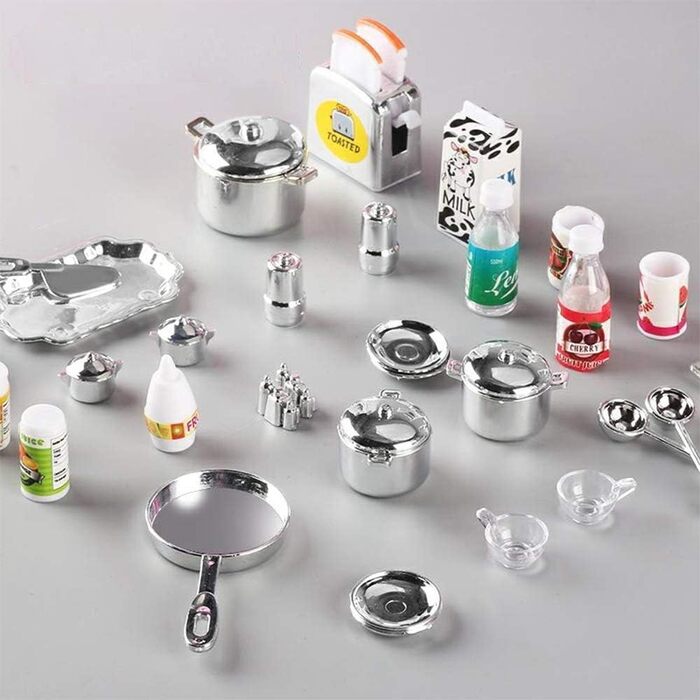 Іграшкові меблі для лялькової кухні, ляльковий будиночок для дітей, реалістичне світло та звуки з робочою варильною поверхнею, духовкою, раковиною, дверцятами холодильника та безліччю аксесуарів, іграшка 40 x 30 см