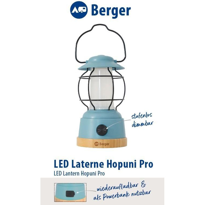 Світлодіодний кемпінговий ліхтар BERGER Hopuni Pro Акумуляторний вуличний ліхтар із регульованою яскравістю Кемпінговий ліхтар без блоку живлення з батареєю та USB-кабелем Легкий бездротовий ліхтар на батарейках для кемпінгу, наметів та відключень електро