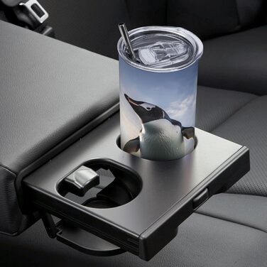 Кухоль з прямою трубочкою, пінгвіни, принт, дорожній кухоль, підходить для кемпінгу, офісу та дому, 590 мл