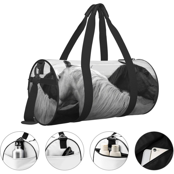Спортивна дорожня сумка Білий кінь та Чорний кінь, унісекс, велика спортивна сумка-мішок