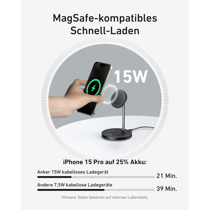 Вт, сумісний із зарядним пристроєм Magsafe, індуктивна зарядна станція 2-в-1, бездротовий зарядний пристрій Qi2 для iPhone 16/15/1