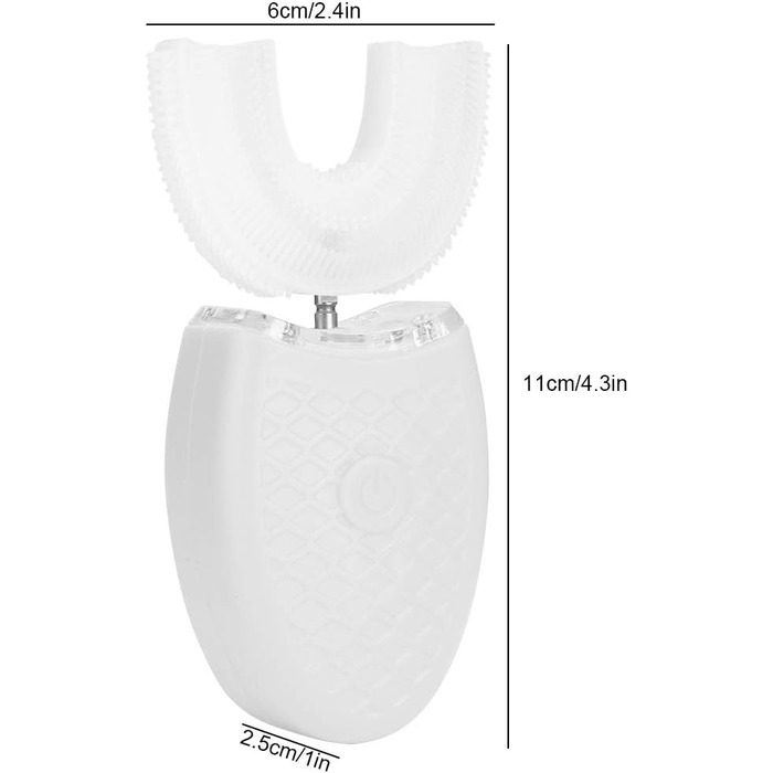 Водонепроникна акумуляторна U-подібна електрична силіконова зубна щітка Ультразвуковий догляд за ротовою порожниною Щітка для чищення зубів Відбілююча щітка з 4 режимами (білий)