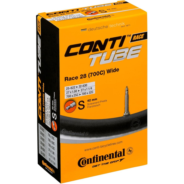 Камера велосипедна Continental Race Wide 28 унісекс, чорна, для шин 25-622 до 32-630