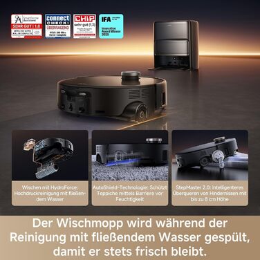 Комплект MOVA Z60 Ultra Roller з функцією HydroForce-Wischen та AutoShield-Tech, чорний